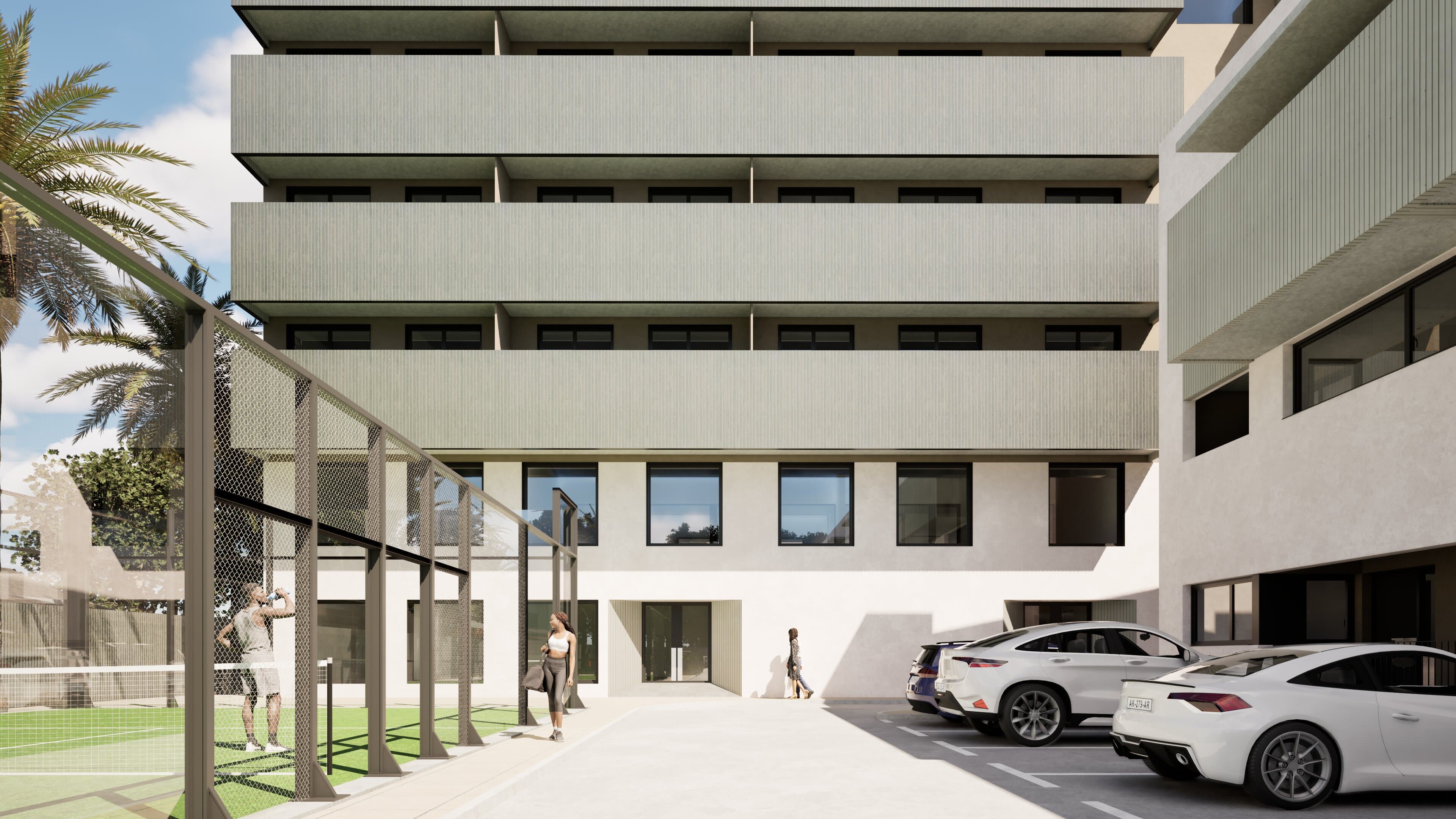 Saplaya Residency landscaped courtyard and swimming pool with residents